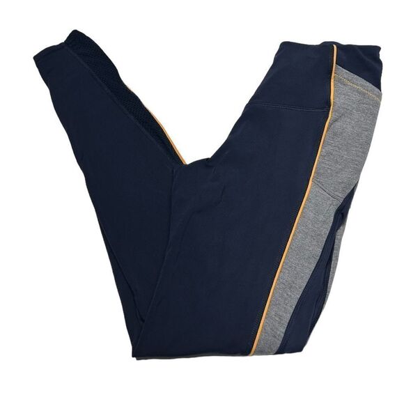 Champion Leggings with Deep Pockets Navy Blue Gray Sides Gym Workout Running - Picture 2 of 9